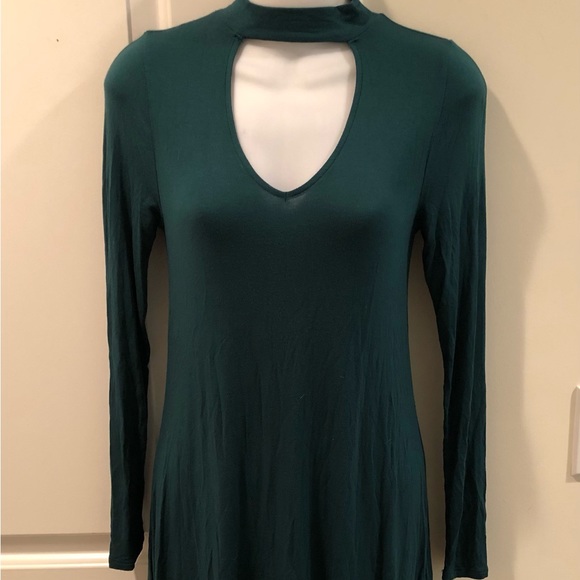 EXPRESS Hunter green Dress sz XS. Long sleeve Lightweight EUC - Picture 2 of 5